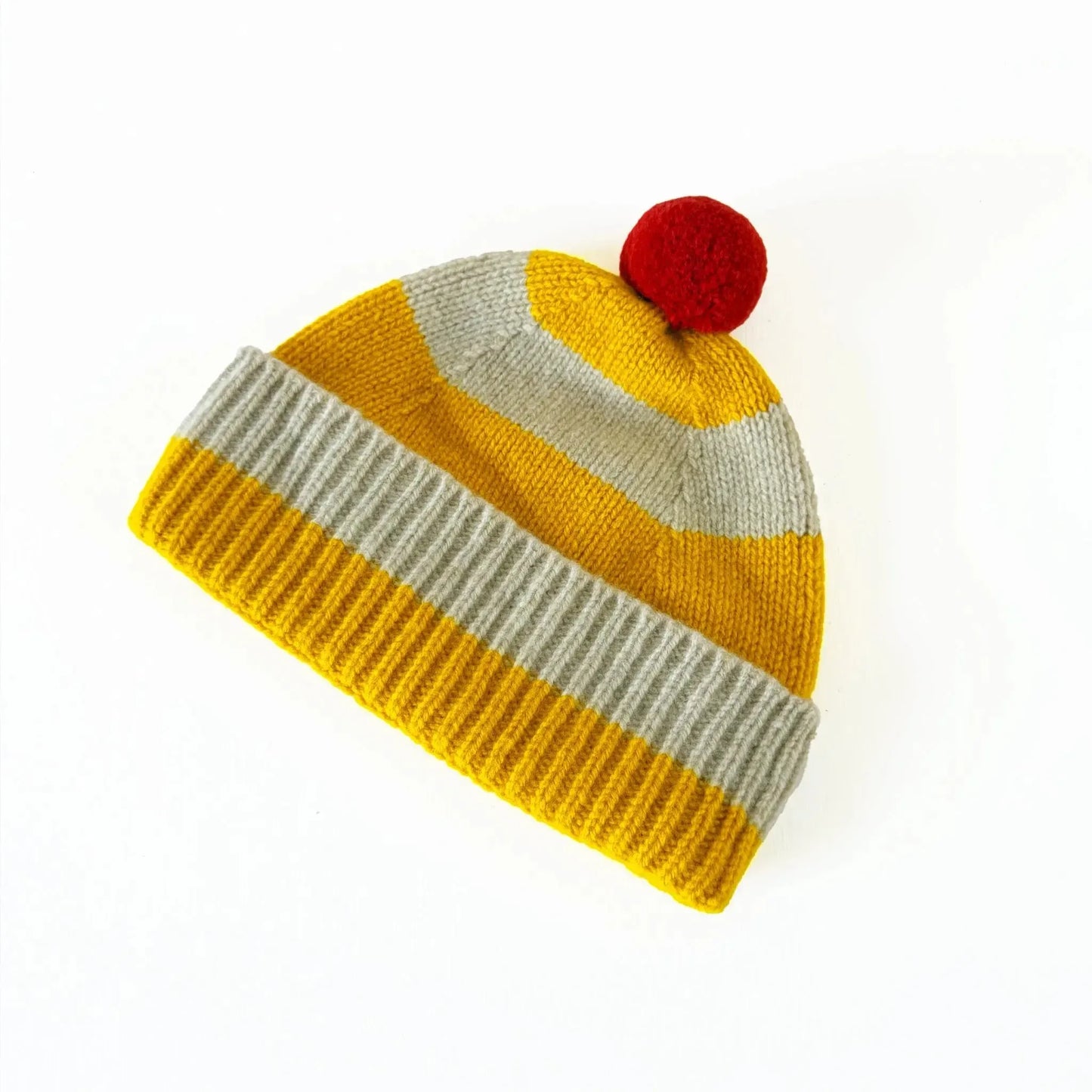 49 Mac Stripe Pompom Hat in Golden Eye & Oatmeal-Accessory-Jo Gordon-eugenienewport