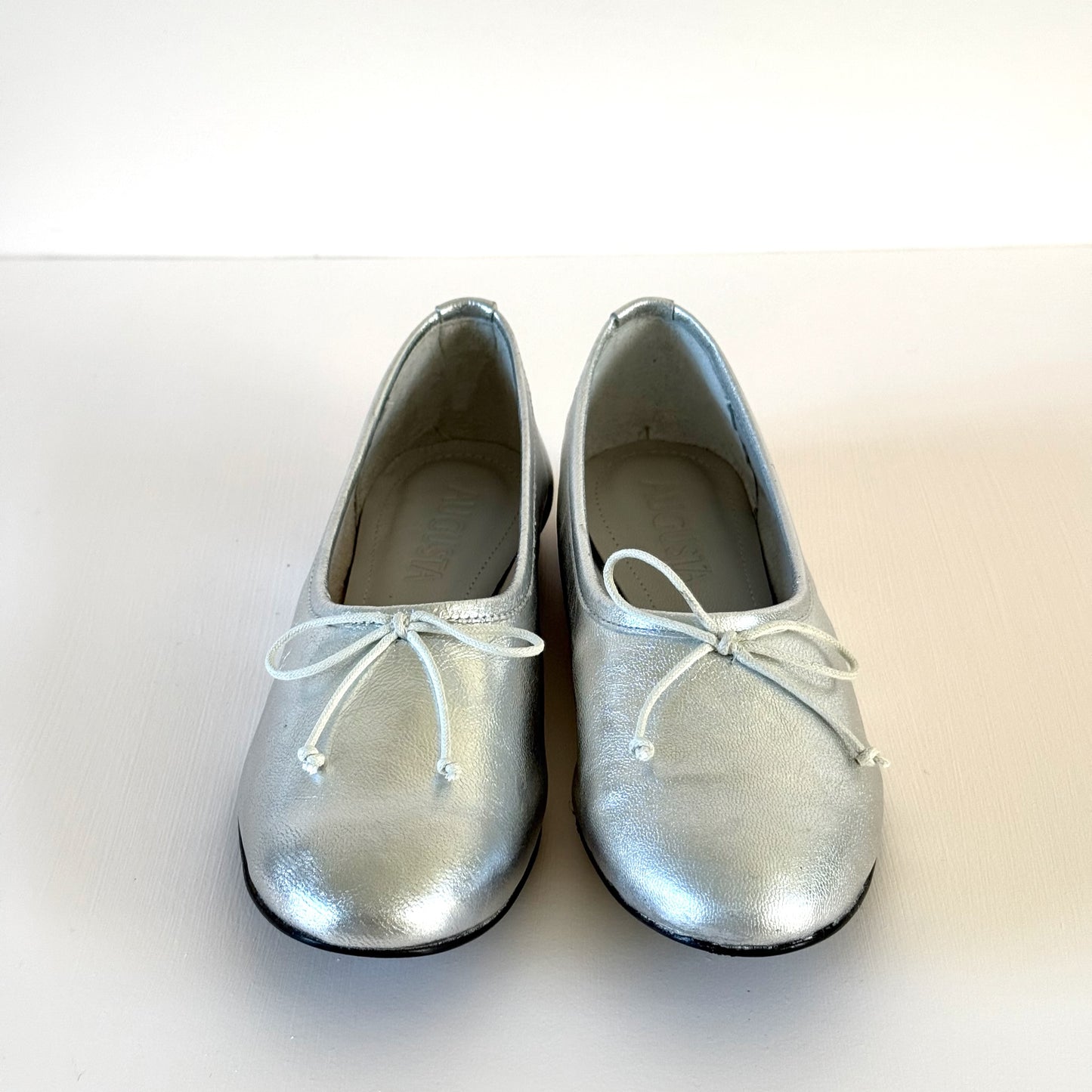 Ava Ballet Flats in Silver Leather