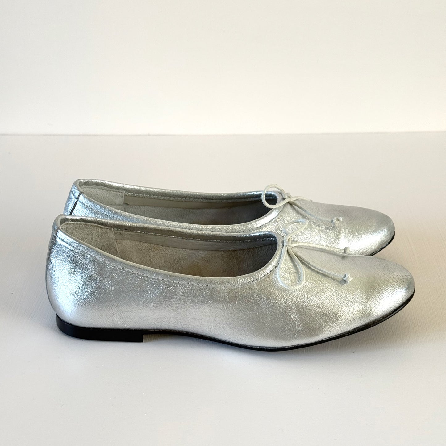 Ava Ballet Flats in Silver Leather