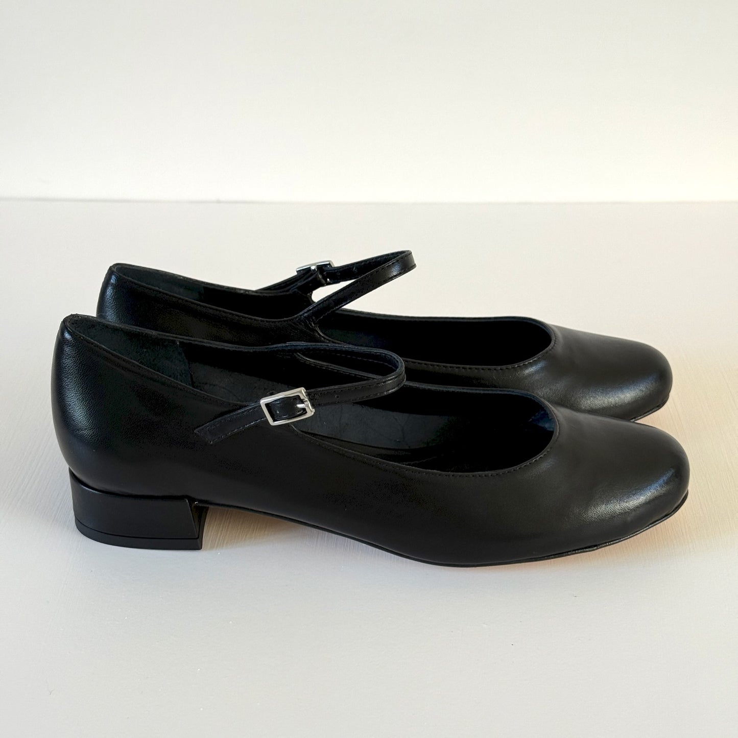 Emilia Mary Janes in Black Leather
