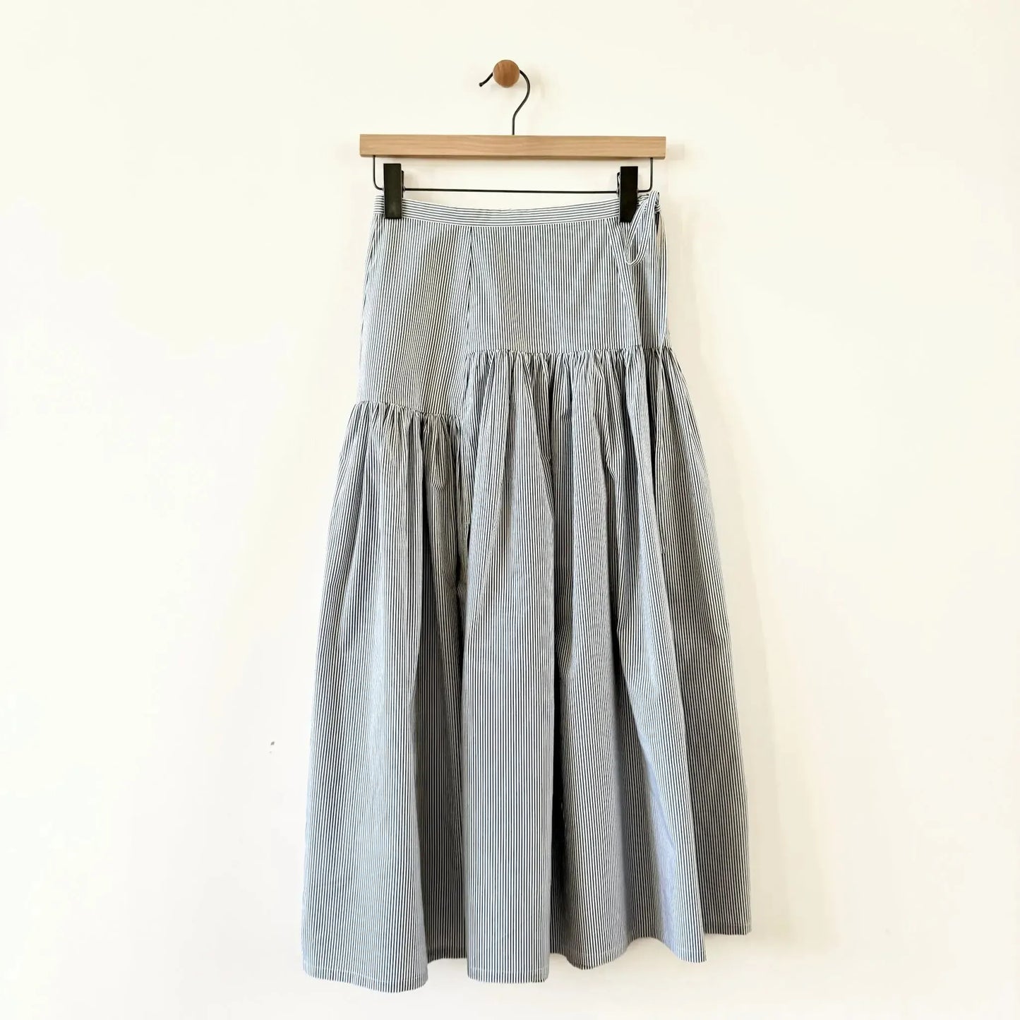 Garden Skirt in Shirting Stripe-Skirts-Chelsea Mak-eugenienewport