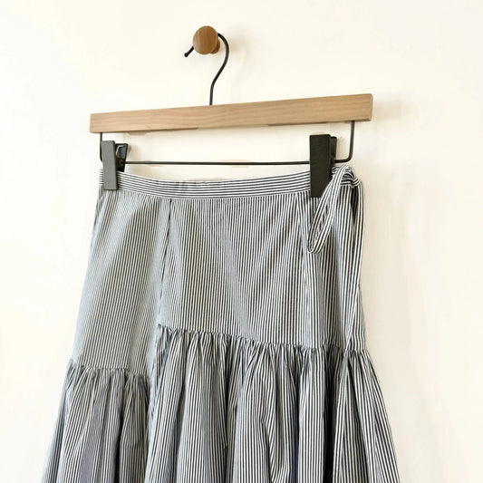 Garden Skirt in Shirting Stripe-Skirts-Chelsea Mak-eugenienewport