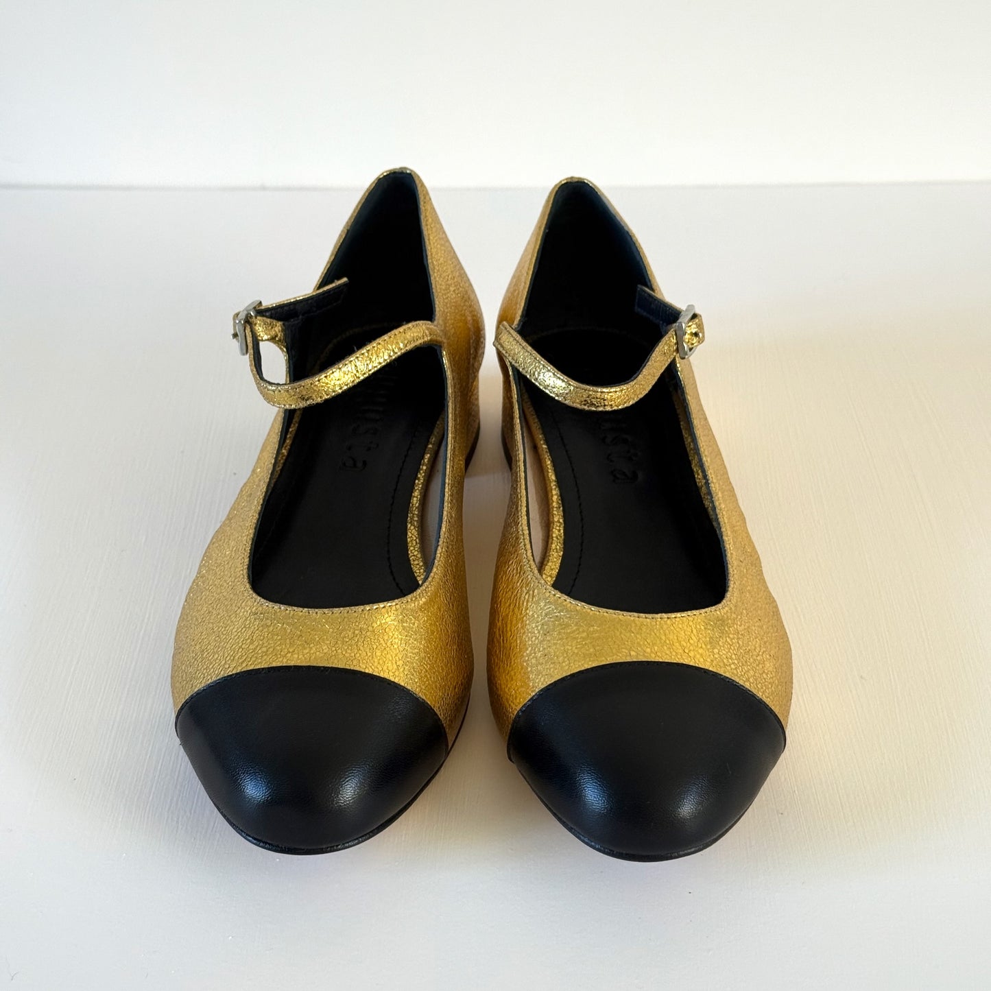 Lola Mary Janes in Gold Leather