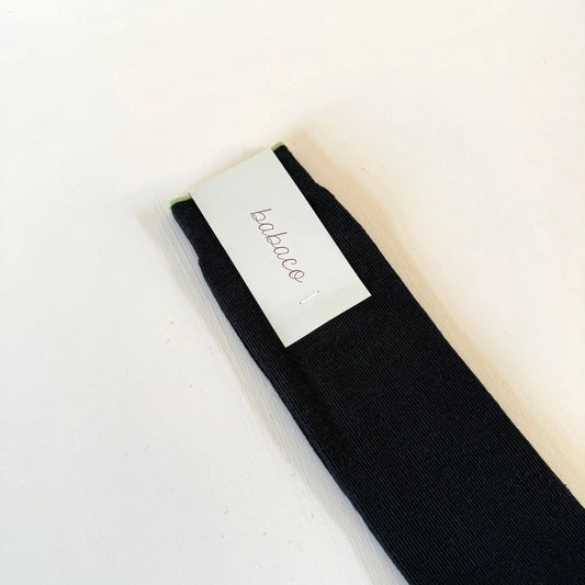 Wool Fine Ribbed Socks in Black-Accessories-Babaco-eugenienewport