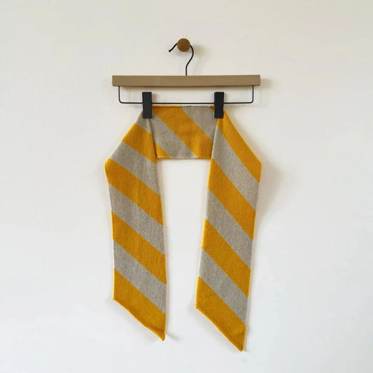36 Mac Small Diagonal Stripe Scarf in Golden Eye & Oatmeal-Accessory-Jo Gordon-eugenienewport