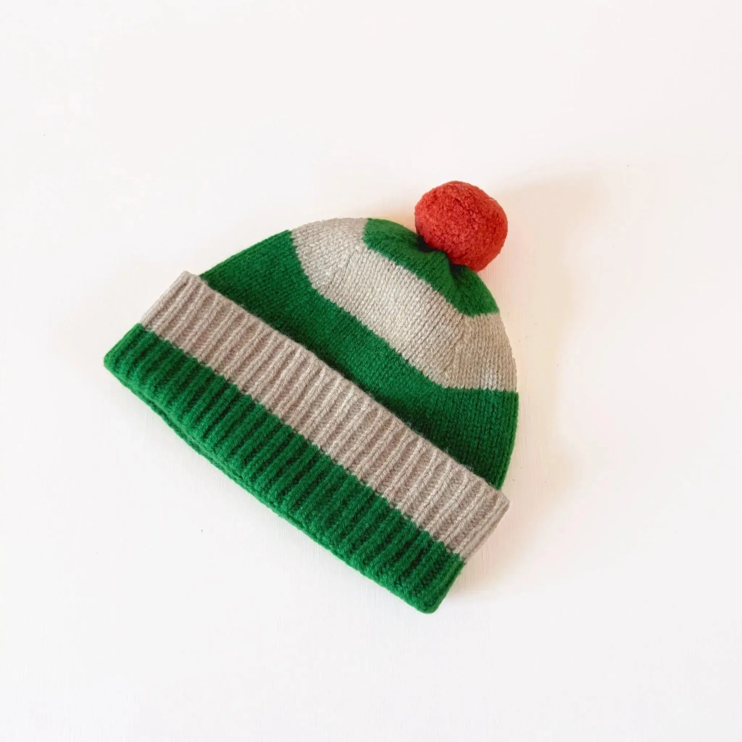49 Mac Stripe Pompom Hat in Pagoda & Oatmeal-Accessory-Jo Gordon-eugenienewport