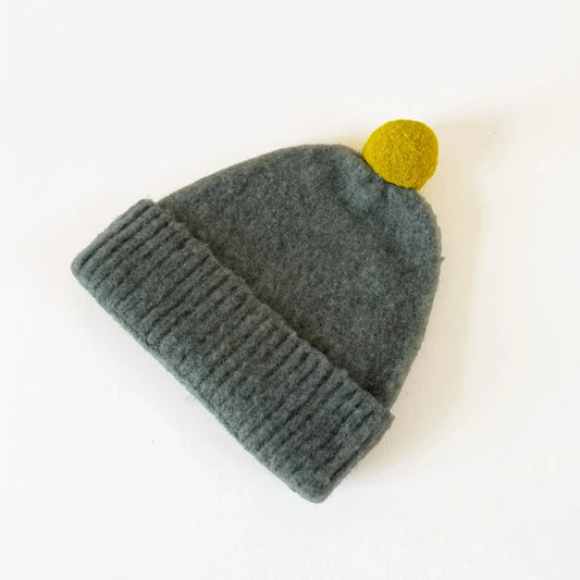 50 Mac Brushed Plain Hat Contrast Pompom in Moss-Accessory-Jo Gordon-eugenienewport
