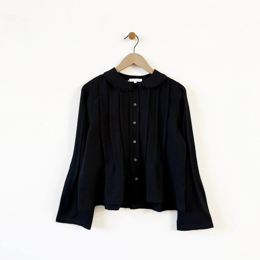 Aga Blouse in Black Wool-Tops-Rubia & Neel-eugenienewport