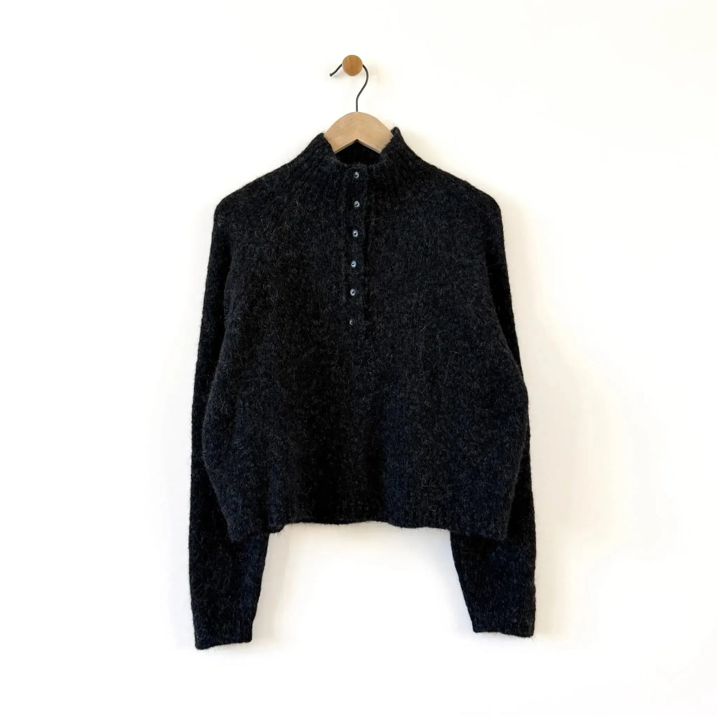 Baby Alpaca Polo Sweater in Anthracite-Sweater-Cordera-eugenienewport