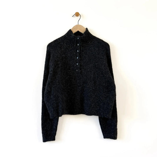 Baby Alpaca Polo Sweater in Anthracite-Sweater-Cordera-eugenienewport