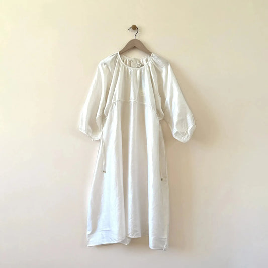 Back Button Dress in B. White-Dress-Bunon-eugenienewport