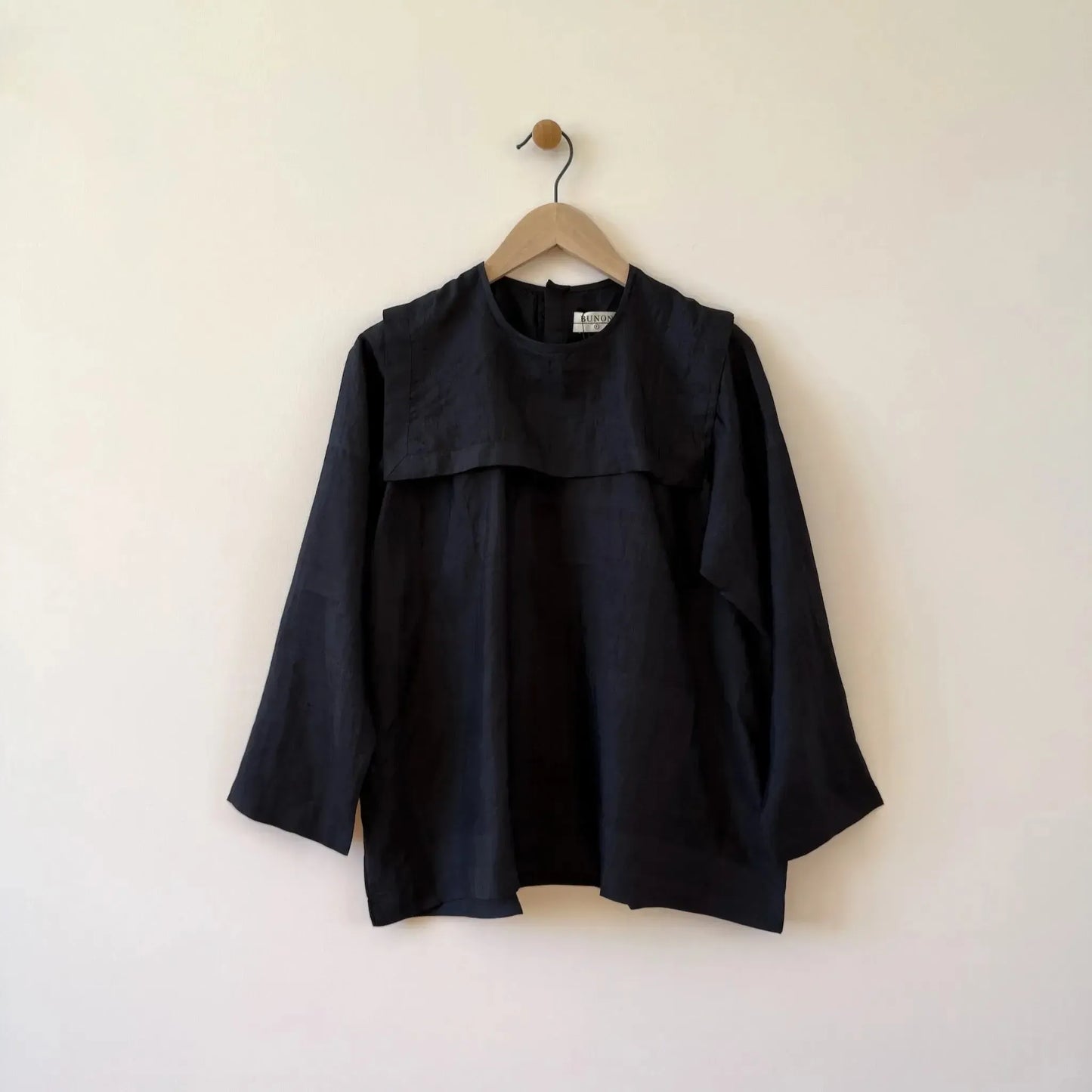 Back Button Sailor Blouse in Black-Top-Bunon-eugenienewport