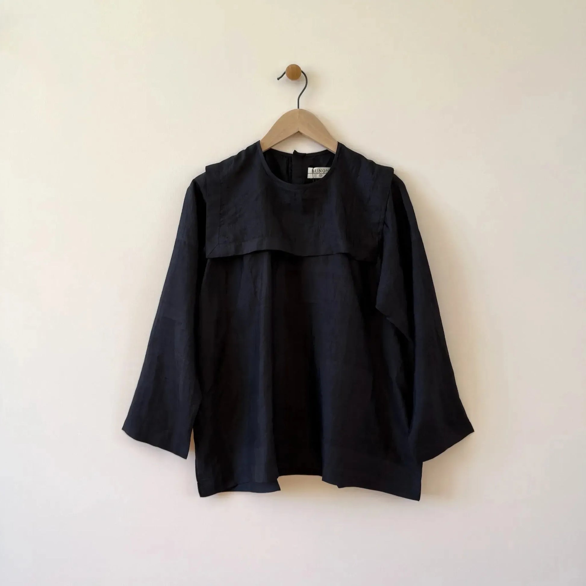 Back Button Sailor Blouse in Black-Top-Bunon-eugenienewport