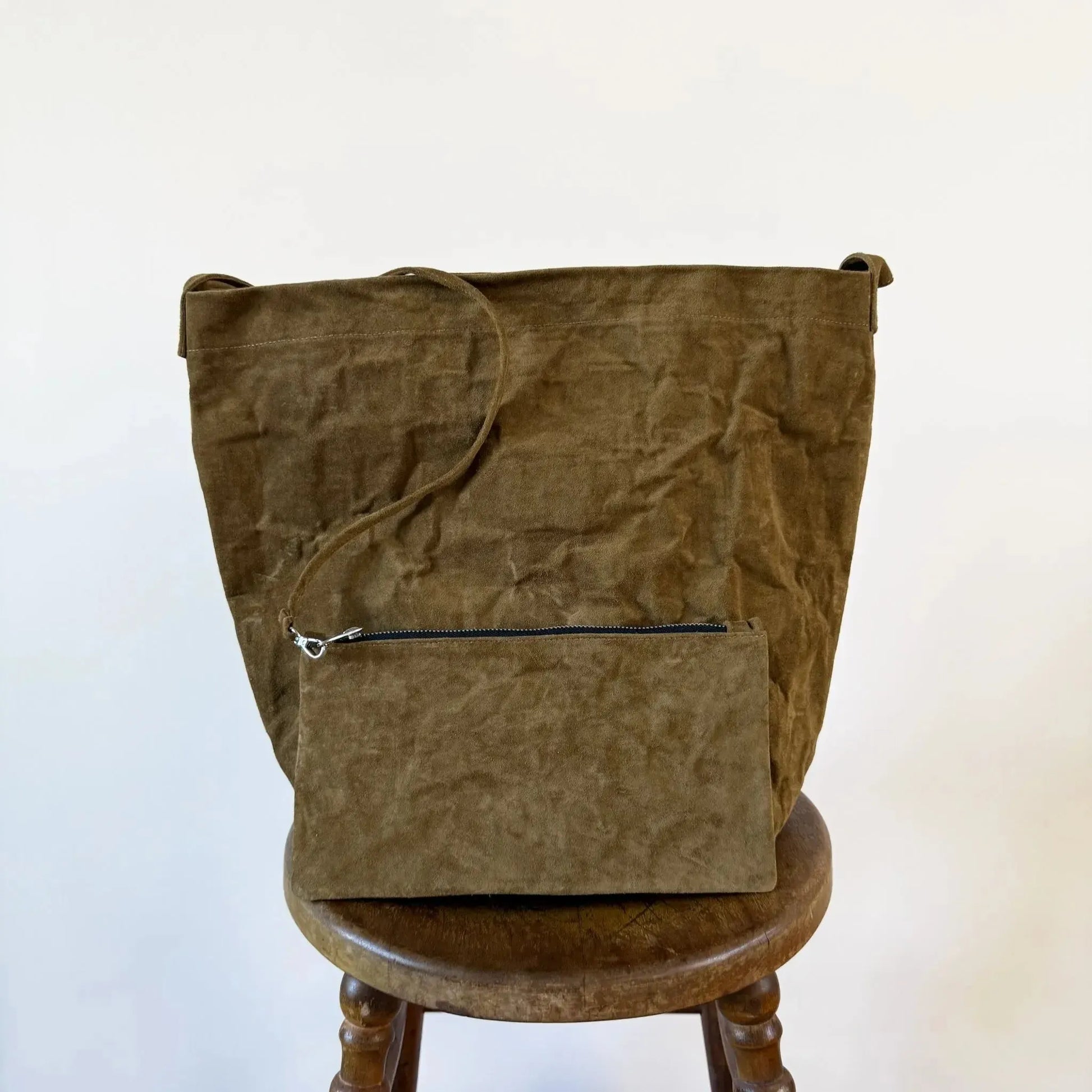 Big Tube Bag with Long Handle in Avana Suede-Accessories-Zilla-eugenienewport