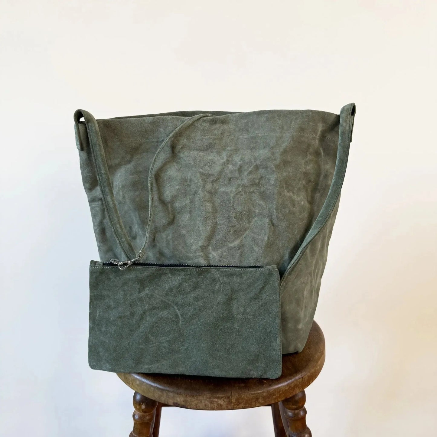 Big Tube Bag with Long Handle in Moss Suede-Accessories-Zilla-eugenienewport