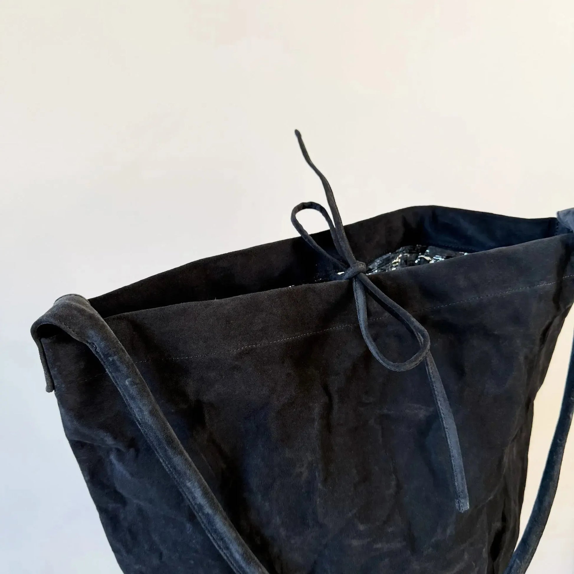 Big Tube Bag with Long Handle in Off Black Suede-Accessories-Zilla-eugenienewport