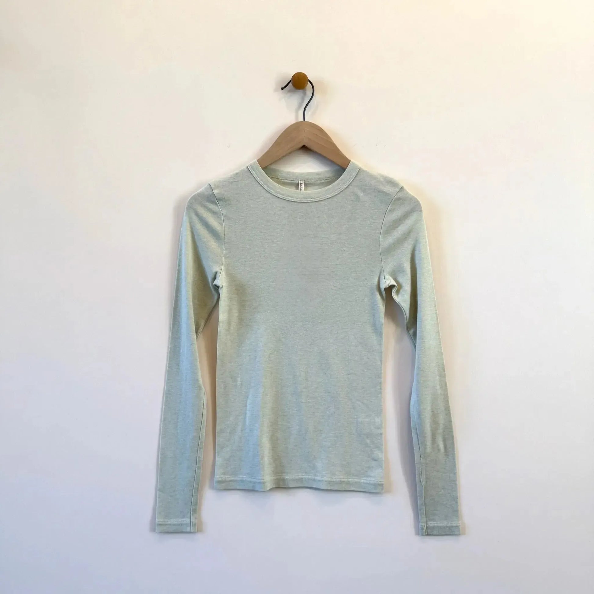 Cotton/Silk Basic Long Sleeve T-shirt in Light Sage-T-Shirt-Babaco-eugenienewport