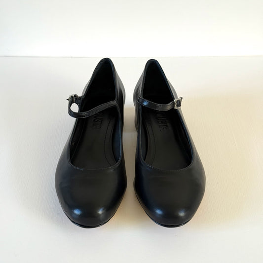 Emilia Mary Janes in Black Leather