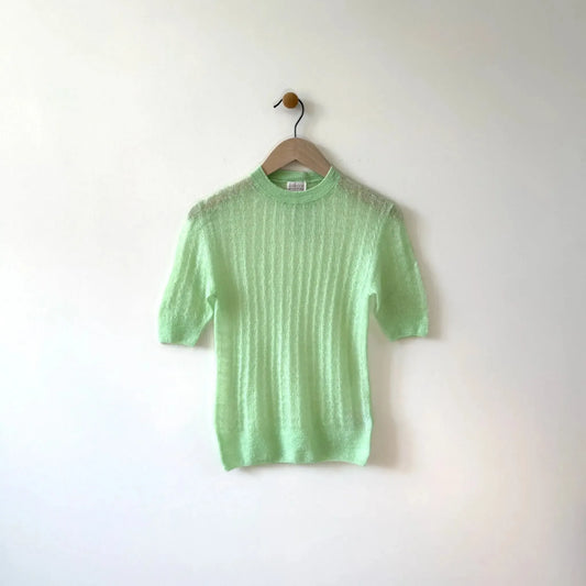 Fine Mohair Silk Half Sleeve Pullover in Mint-Sweater-Babaco-eugenienewport