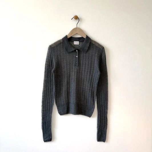Fine Mohair Silk Polo in Grey-Sweater-Babaco-eugenienewport