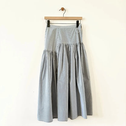 Garden Skirt in Shirting Stripe-Skirts-Chelsea Mak-eugenienewport