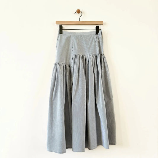Garden Skirt in Shirting Stripe-Skirts-Chelsea Mak-eugenienewport