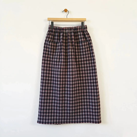 Gooi Skirt in Burgundy Check-Skirt-Eleph-eugenienewport