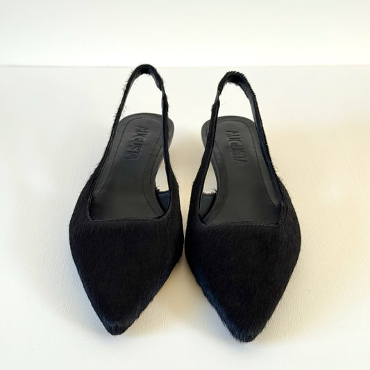 Harper Slingback in Black Calf Hair