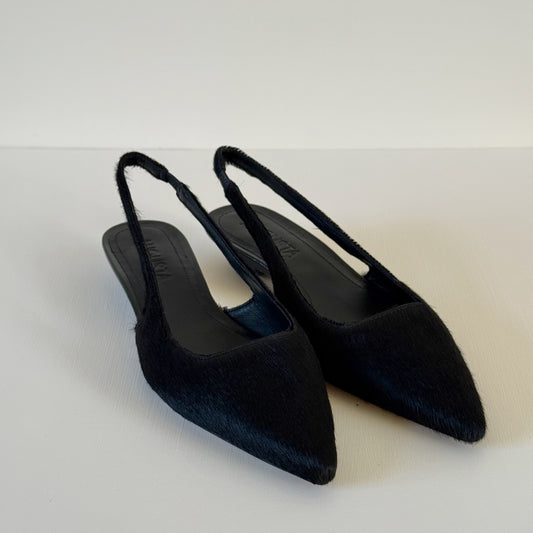 Harper Slingback in Black Calf Hair