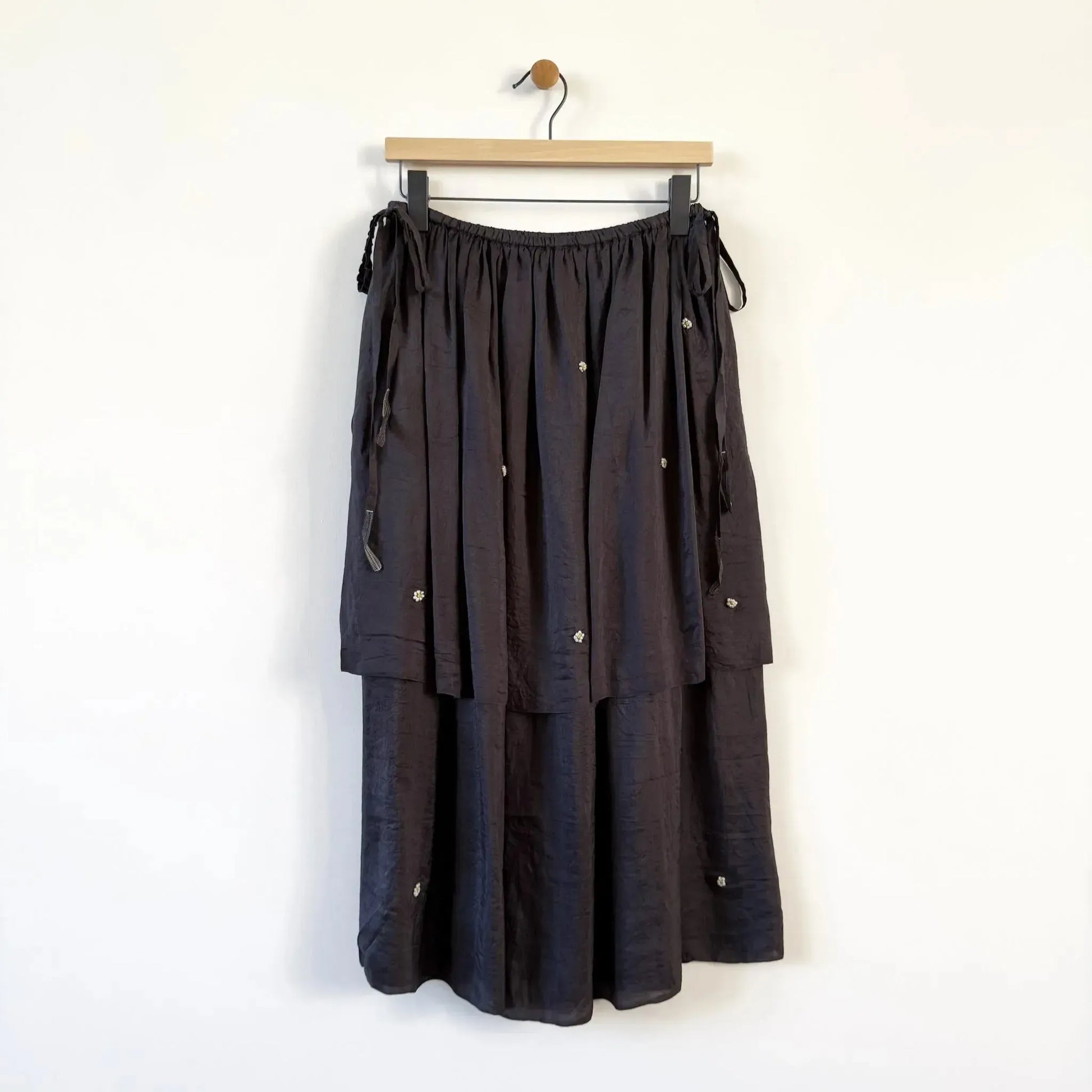 Iris Embroidered Skirt in Charcoal-Skirt-Runaway Bicycle-eugenienewport