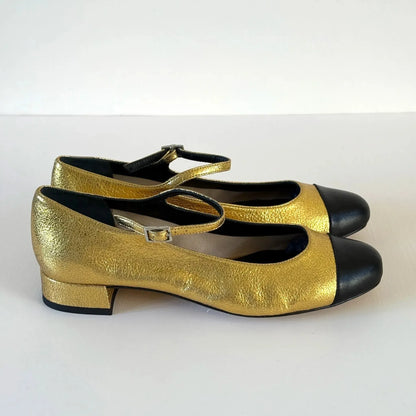 Lola Mary Janes in Gold Leather-Shoes-Augusta-eugenienewport