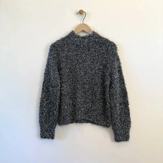 Lurex Fur Pullover in Silver Black-Sweater-Babaco-eugenienewport