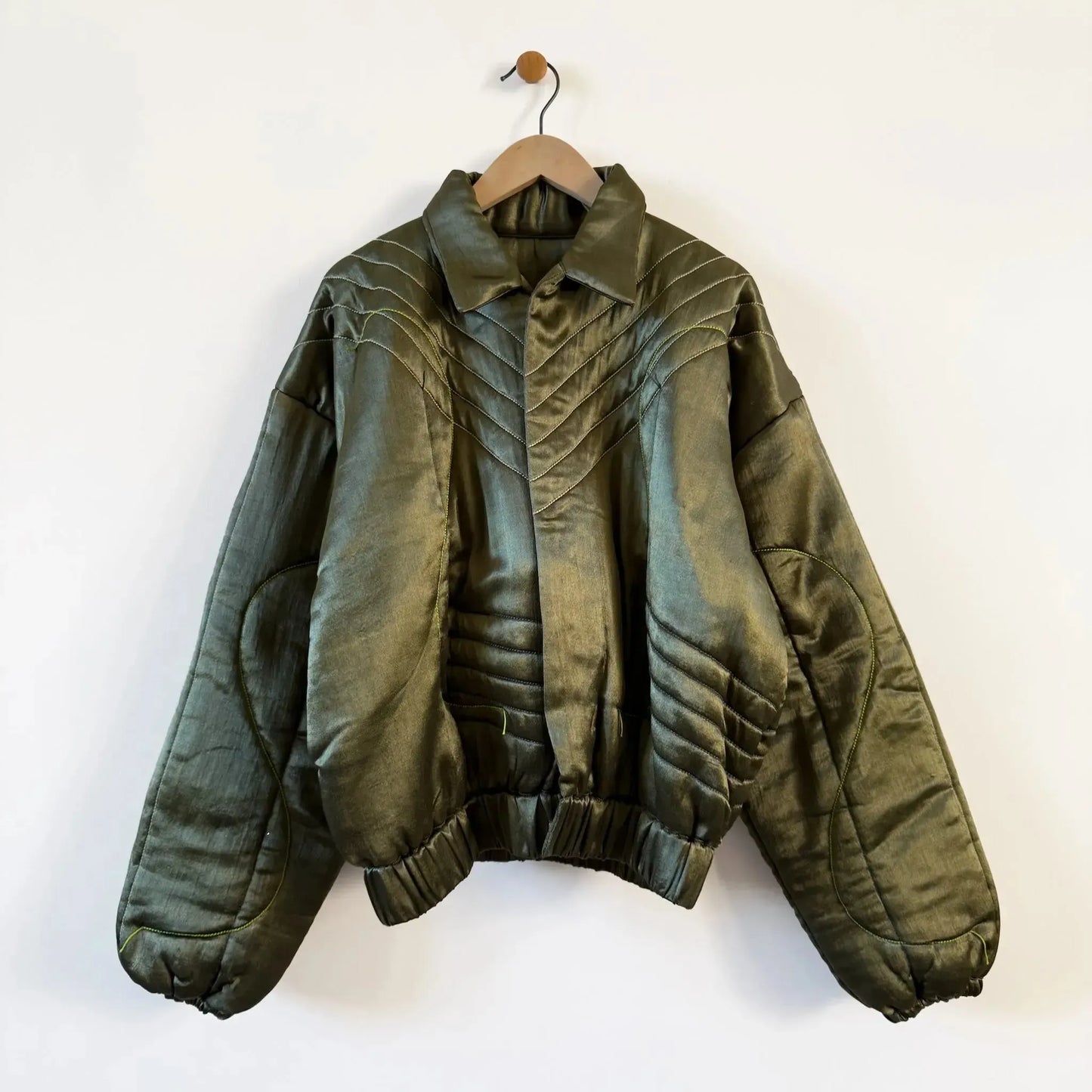 Puffy Bomber Jacket with Mixed Stitch Work-Jackets-Tigra Tigra-eugenienewport