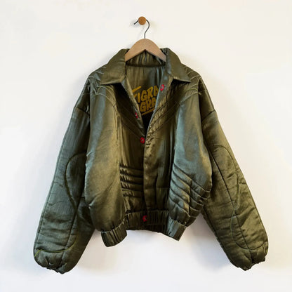 Puffy Bomber Jacket with Mixed Stitch Work-Jackets-Tigra Tigra-eugenienewport