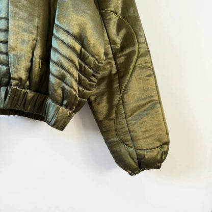 Puffy Bomber Jacket with Mixed Stitch Work-Jackets-Tigra Tigra-eugenienewport