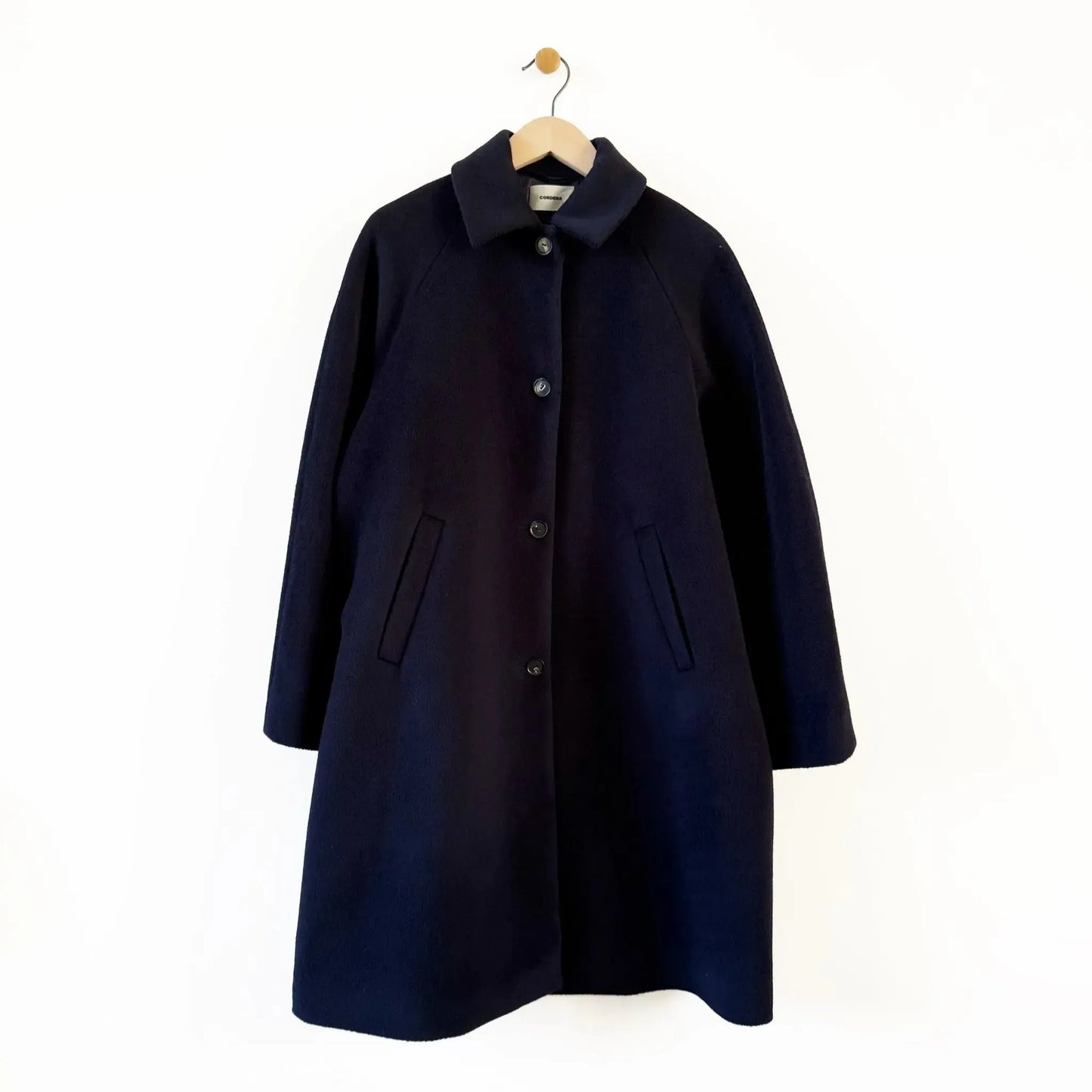 Single Breasted Wool Coat in Navy-Coats-Cordera-eugenienewport
