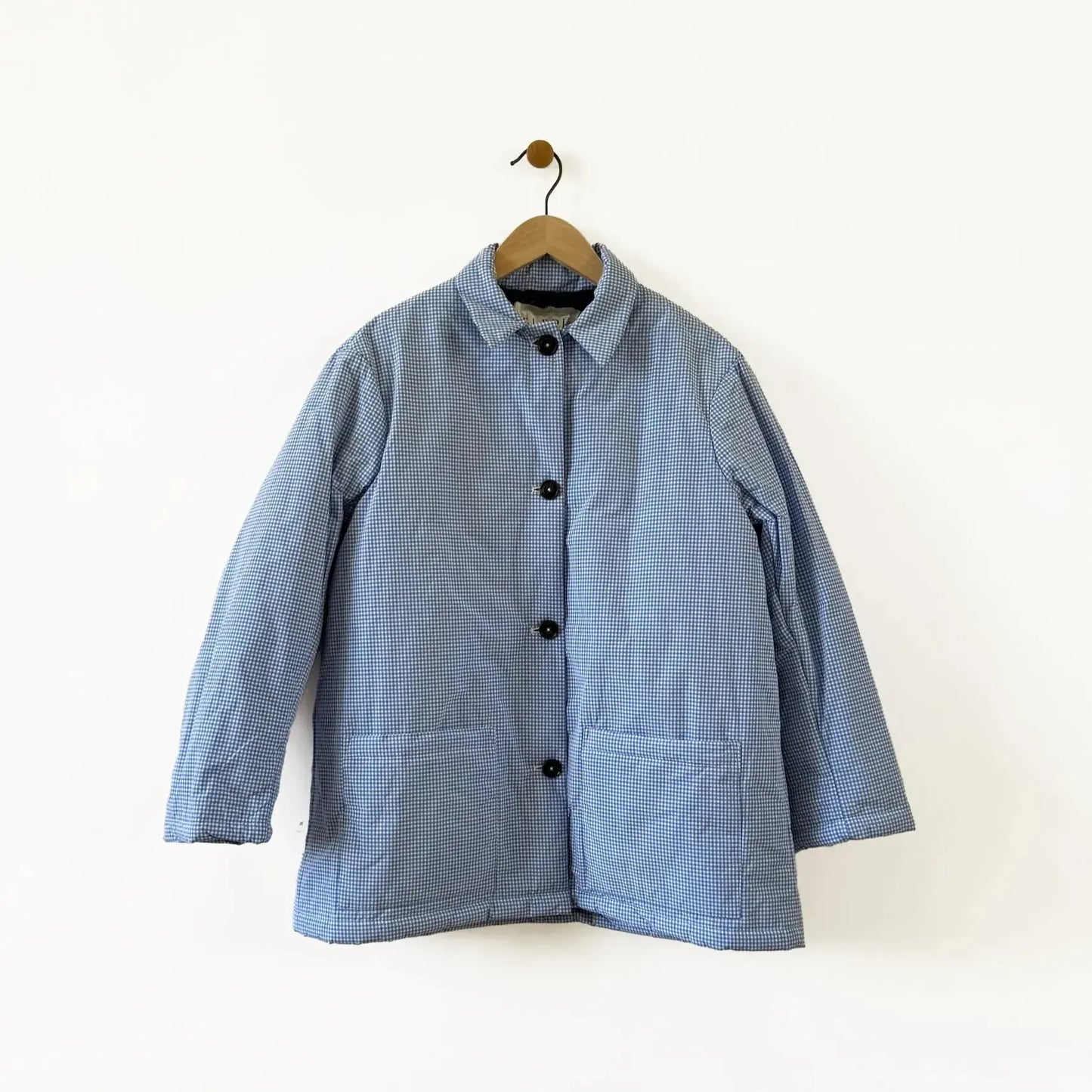 Small Puff Coat in Blue Check-Coats-Eleph-eugenienewport