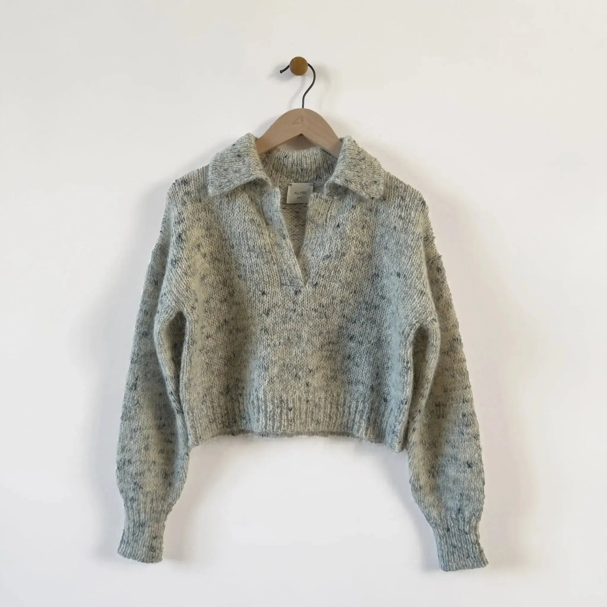 Soft Tricot Polo Sweater in Burro-Sweater-Alysi-eugenienewport