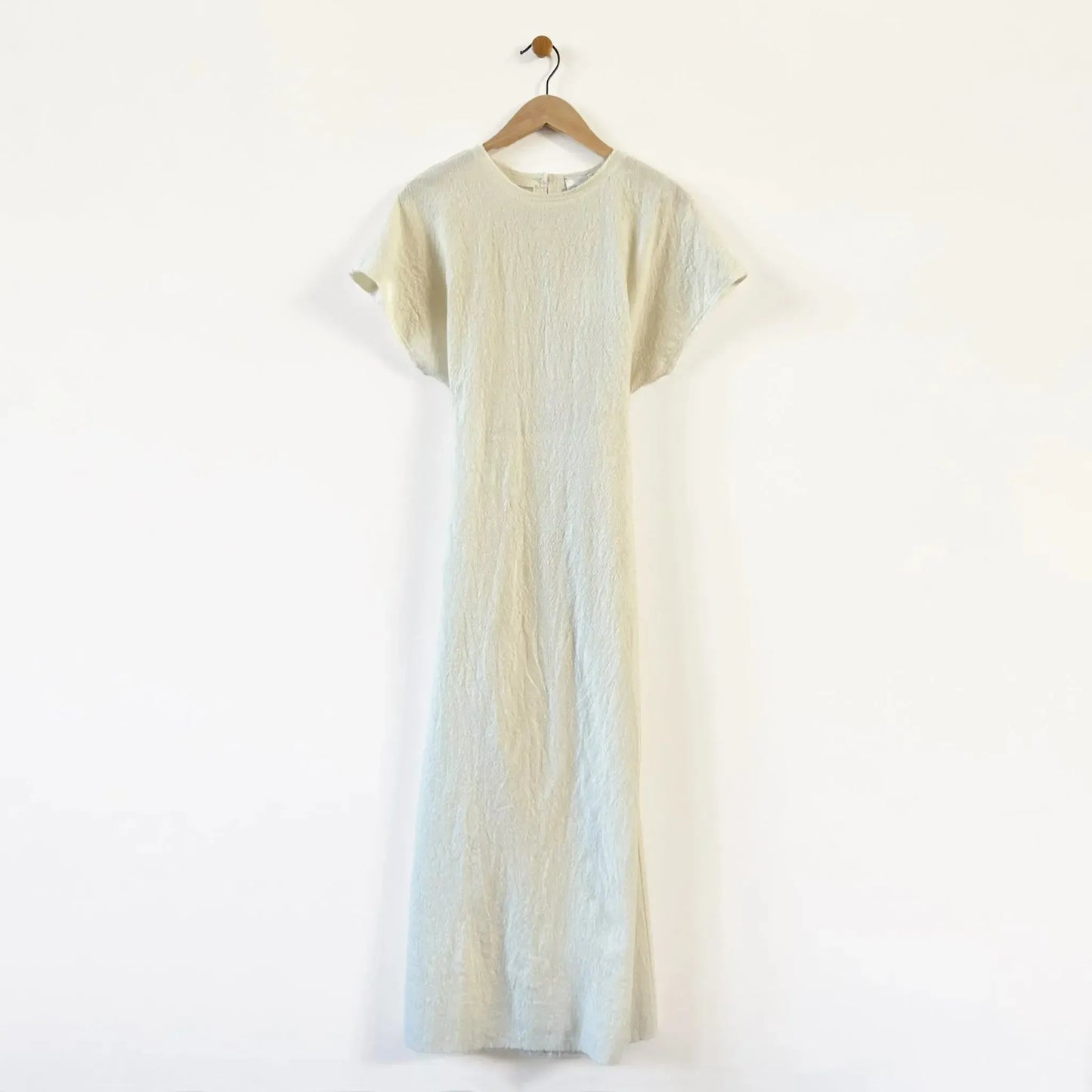 Soft Wool Dress with Ruffled Sleeves in Riso-Dresses-Alysi-eugenienewport