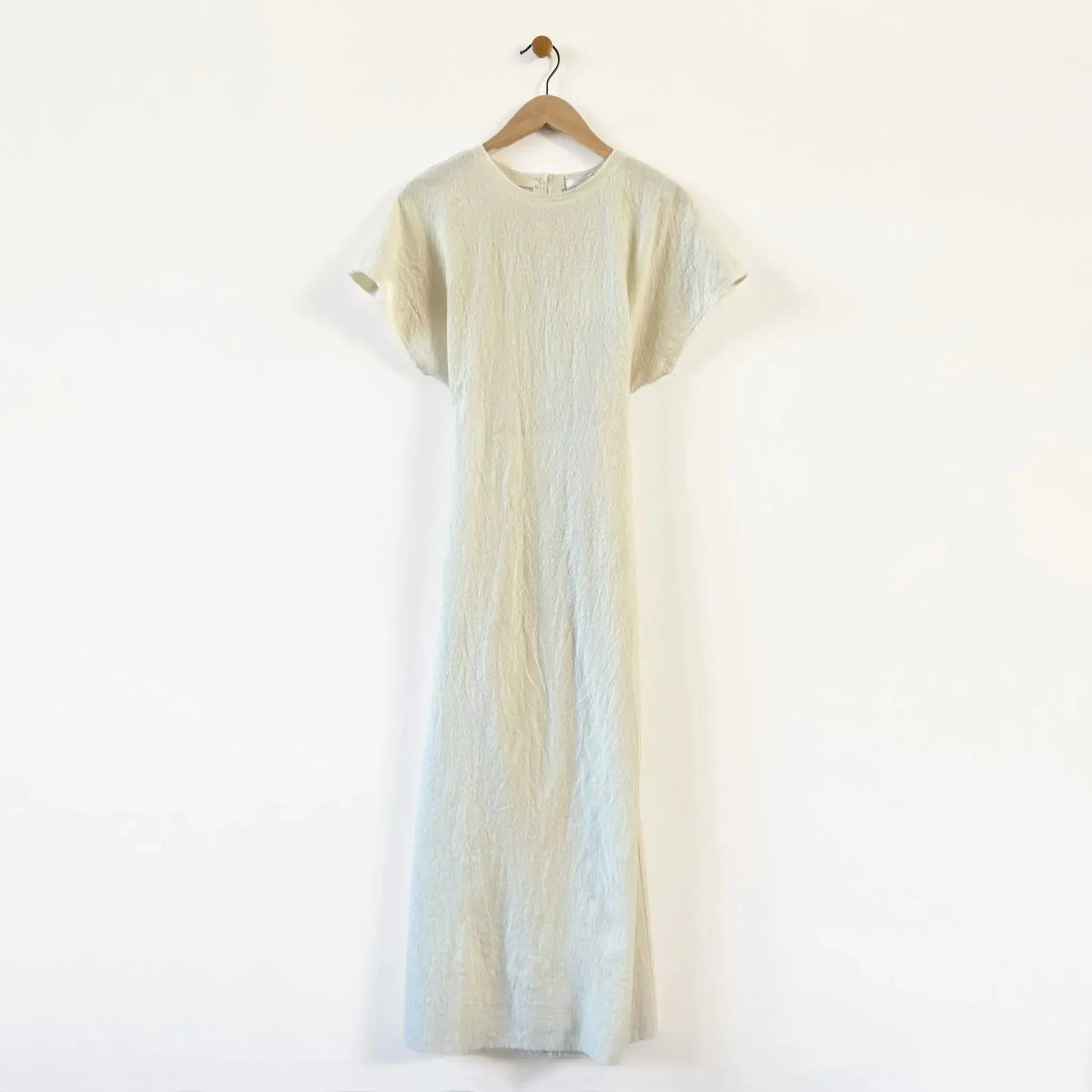Soft Wool Dress with Ruffled Sleeves in Riso-Dresses-Alysi-eugenienewport