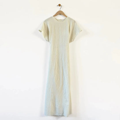 Soft Wool Dress with Ruffled Sleeves in Riso-Dresses-Alysi-eugenienewport