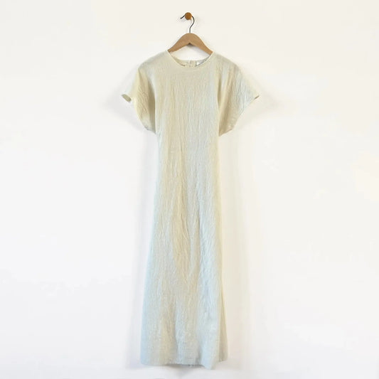 Soft Wool Dress with Ruffled Sleeves in Riso-Dresses-Alysi-eugenienewport