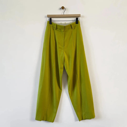Straight Flannel Trousers in Limone-Pants-Alysi-eugenienewport